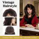Sallcks Womens Brown Wig Long Layered Brown Wigs with Bangs 80s Vintage Cosplay Costume Disco Hair Wig (9 x 7 x 1 inches)