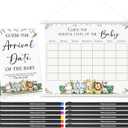Sintuff Guess Baby Due Date Calendar Include 1 Pcs Guess The Arrival Date of The Baby Shower Wooden Sign 1 Prediction Calendar 12 Fineliner Colored Pens Game Party Favor(Safari)