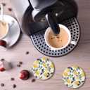 2 x 1 Piece Lemon Coasters for Drinks Absorbing Round Ceramic Stone Coaster with Cork Base Tabletop Protection Mat for Mugs and Cups,Kitchen