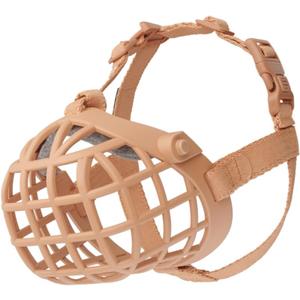 Baskerville Wide Fit Muzzle - For large broad nosed dogs, Boxer, Rottweilers, Breathable, Dog can Pant and Drink, Prevents Biting, Dog Training Muzzle for Medium and Large Dogs (Size 1)