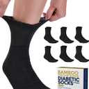 Pembrook Bamboo Viscose Diabetic Socks for Women & Men - 6 Pairs Ankle Diabetic Socks for Men 9-12 for Swollen Feet & Neuropathy | Moisture Wicking | Black (Medium)