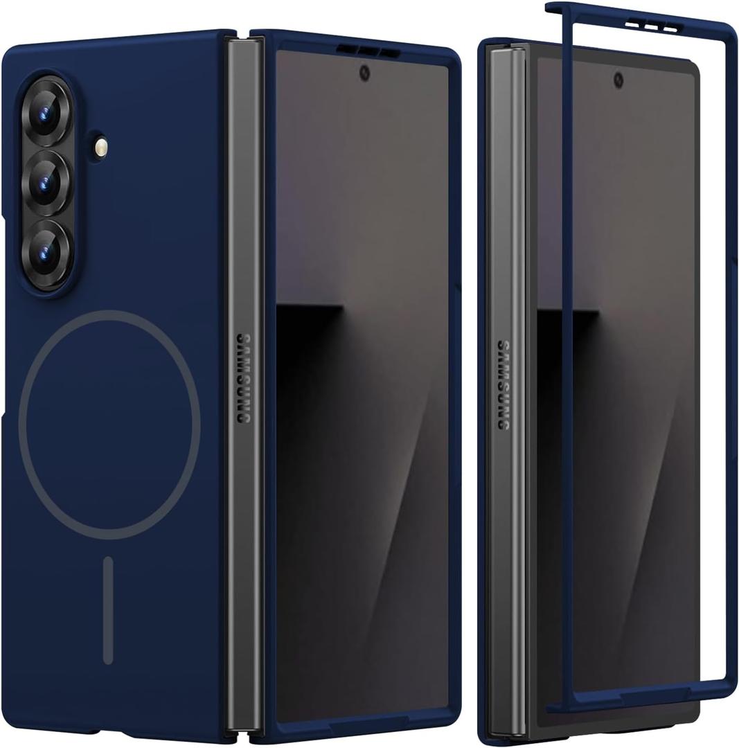 Magnetic Case for Samsung Galaxy Z Fold 7 Case Compatible with Mag-Safe Ultra Thin Slim Z Fold 7 Phone Cases Hard PC Matte Shockproof Wireless Charging Protective Cover for Samsung Z Fold 7 (Blue-1)