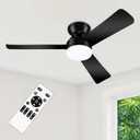 Ceiling Fans with Lights - 42 Inch Low Profile Ceiling Fan with Light and Remote, Reversible DC Motors, 3CCT Dimmable Timer Noiseless, Black Flush Mount Ceiling Fan for Bedroom/Living Room