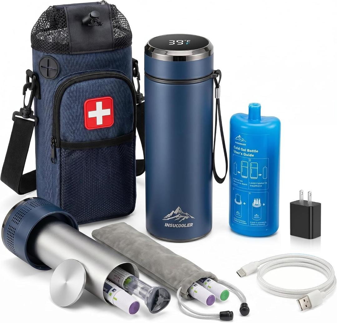 Electric Insulin Cooler Travel Case with Smart Cooling Control, TSA Approved, Holds 37 Pens, Real-Time Temperature Display, Portable Medication Cooler for Travel & Road Trips