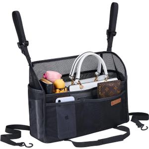 WLLWOO Car Net Pocket Handbag Holder Between Seats Back Storage Organizer Purse Holder for Console Front Seat Storage Barrier 