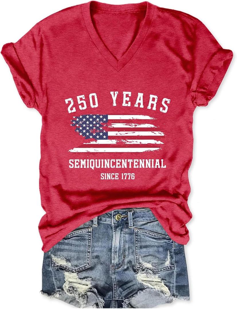 Womens Short Sleeve V Neck T-Shirt Summer Top Basic Casual Tee 2026 (M)