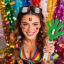 2026 Soccer Patriotic Set, Mexico Flag Color Wig, Party Glasses, 2Pcs Hand Clappers, 22Pcs Waterproof Stickers, Ideal Gift for Football Lovers and Mexico Fans