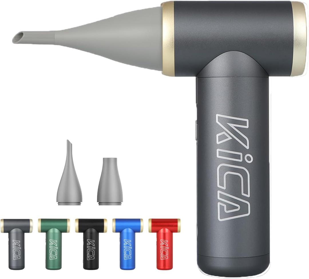KiCA Jetfan 2.0 Electric Air Duster for Computer/Keyboard/House Cleaning/Camera Lens/Camping/BBQ/Car/Barbershop/Hair Drying,100000RPM,Upgraded Nozzle/BatteryLife,Air Can Substitute-Gray