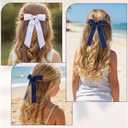 4 Pcs Edged Grosgrain Ribbon Hairpins, White Silk Hairclips Blue Bow Tie Knotted Ribbon Hairpins Accessories for Women Girls Thin Thick Hair Birthday Dance Graduation Party (White, Blue)