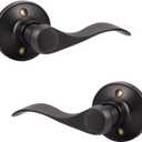 Probrico Pack of Two Dummy Door Lever for Left Hand and Right Hand Oil Rubbed Bronze Interior Door Handle Wave Style Non-Turning Door Knob Stainless Steel