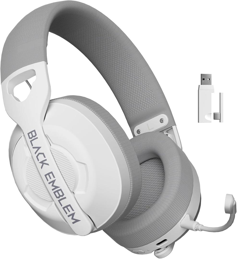 Black Emblem X2 Wireless Gaming Headset, 2.4GHz Gaming Headphones with Mic, Bluetooth 5.4, 50H Battery, Breathable Earcups, Lightweight Wireless Headset for PC/PS5/PS4/Switch