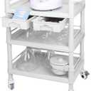 Beauty Salon Trolley Cart, Esthetician Cart with Wheels & Bucket and 2 Big Drawer, 3 Tier Heavy Duty SPA, Load 330lbs, 360° Rotate Silent Wheels for Beauty Salon SPA Hospital Office Lab
