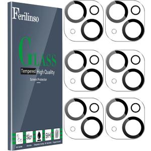 Ferilinso for iPhone 14 iPhone 15 iPhone 14 Plus iPhone 15 Plus Camera Lens Protector for iPhone 13 13 Mini Lens Screen Protector Accessories Cover 9H Protection Case Friendly 6 Pack (Transparent-2)