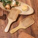 10 Pcs Bamboo Hair Brush, Bulk Round-tipped Bamboo Bristles Detangling Brush Paddle Lightweight Massage Anti Static for Women Men and Children, Stimulates Scalp for Hair Growth (Large, Count, 10)