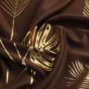 Estelar Textiler Brown Blackout Curtains for Living Room 96 Inches Long, Room Darkening Energy Saving Grommet Curtains for Bedroom, Gold Palm Leaves Printed Window Drapes, 52Wx96L, 2 Panels
