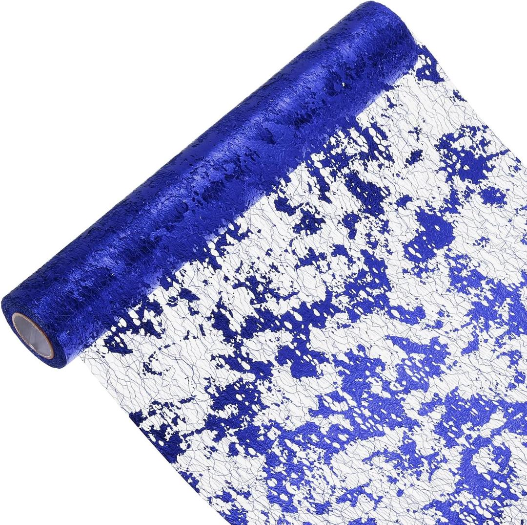 uxcell Sapphire Blue Table Runner Roll 11.4" x 30 Feet Sequin Foil Metallic Mesh Table Runner Decor Table Decorations for Wedding, Birthday Party, Christmas, New Year
