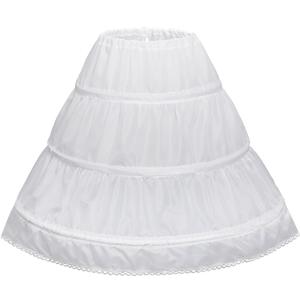 Abaowedding Girls' 3 Hoops Petticoat Full Slip Flower Girl Crinoline Skirt (12-13 yrs) White