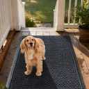 Front Door Mat Outside Entrance, 24" x 36" Heavy Duty Rubber Door Mat Non Slip & Waterproof, Outdoor Mat for Patio Garage Entryway, Dirt Trapper Rubber Floor Mats for Outside High Traffic Areas, Black