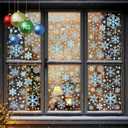 4 x 1000+ Double Sided Snowflake Window Clings, 30+ Designs Blue Static Stickers Window Decoration Christmas Ornaments Reusable Winter Party Supplies New Year Decals for Winter Holiday (10 Sheets)