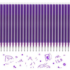 0.7 mm Erasable Gel Ink Pen Refills Compatible with Frixion Friction, Smooth Writing Multicolor Retractable Fine Point Pen Refill for School Office Home Art (Purple, 24)