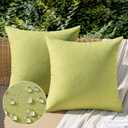 MIULEE Pack of 2 Decorative Outdoor Solid Waterproof Throw Pillow Covers Spring Faux Linen Garden Farmhouse Cushion Cases for Patio Tent Balcony Couch Sofa 18x18 Inch Moss Green