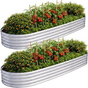 AHEONLAR 2pack 631ft Raised Garden BedOutdoor Galvanized Planter Boxes, Oval Large Metal Raised Garden Beds for Vegetables