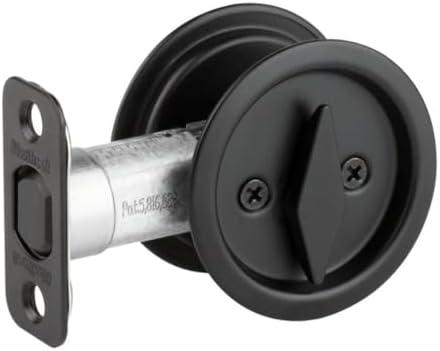 335-514 Round Privacy Pocket Door Lock Iron Black Finish