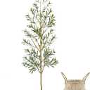 7.8ft (93) Artificial Olive Tree, Tall Fake Olive Plant with Basket, Indoor Outdoor Faux Olive Silk Tree for Home Livingroom Office Floor Decor (Natural Green Leaves)