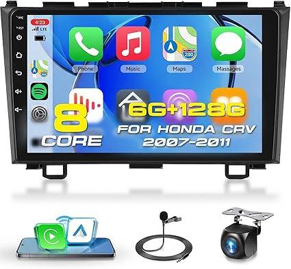 8-Core 4G+64G Android 13 Car Stereo for Honda CRV 2007-2011 with Wireless Carplay Android Auto 9" IPS Touchscreen Bluetooth Car Radio with DSP WiFi GPS Navigation Bluetooth 5.0 AHD