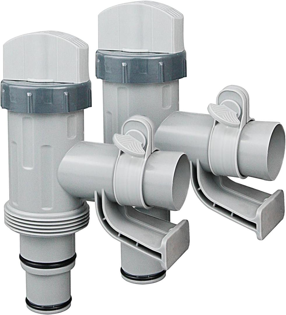 Plunger Valve with Pipe Holder Pool Hose Adapter for Above Ground Pools, Pool Pump Hose Replacement Parts (2 Pack)