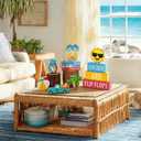 Vercraft 11 Pcs Summer Decorations Set Sunshine Tiered Tray Decor Hello Sweet Summer Wooden Blocks Flip Flops Coconut Tree Centerpiece for Home Office Decorations