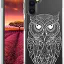 Compatible with Samsung Galaxy S24 & S25 Case Designer Cute Clear for Women,Cool Transparent Silicone Phone Cases Cover - White Owl Line Art