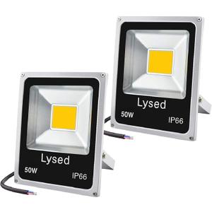 50W 12V LED Flood Light Warm White, DC 12V-60V Low Voltage Flood Lights Security Light for Garden, Wall, Super Bright Work Lights for Tree, Yard, Boat, House, IP66 Waterproof 2 Pack