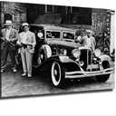 Gangster Wall Art Machine Gun Car Old Photo Black and White Retro Poster Canvas Print Inspirational Wall Decor Home Decor Art Aesthetic Hanging Painting (08×12inch_Framed)