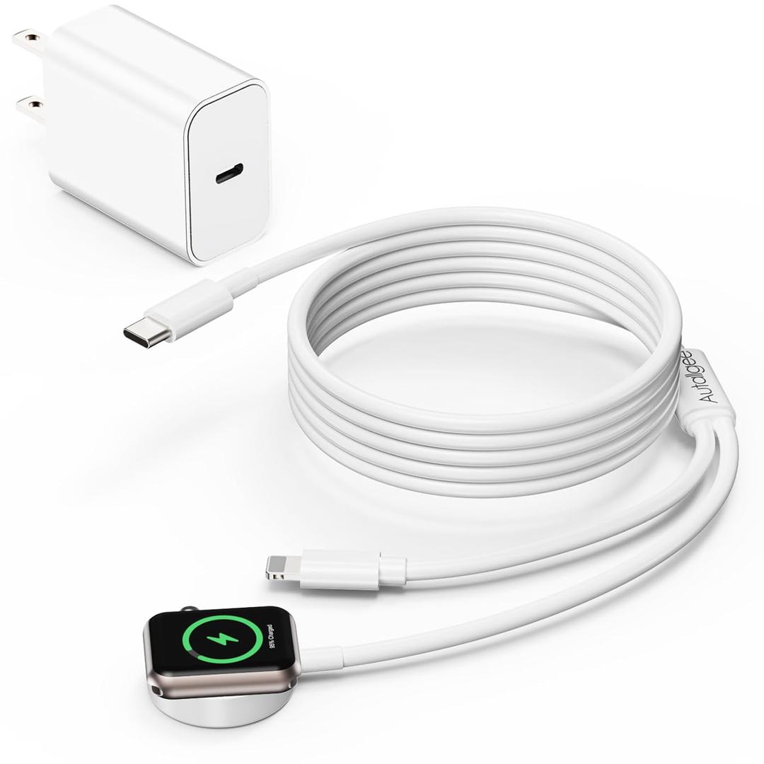 Upgraded [MFi Certified] 2 in 1 for Apple Watch Charger,USB C to Lighting Cable,Fast Charging Cable with 20W Wall Charger for iWatch Series 10/9/8/7/6/5/SE/Ultra & iPhone 14/13/12,for AirPods (4FT)