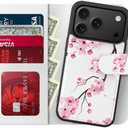 FUNMIKO for iPhone 17 Pro Case Wallet,Detachable Flip Folio Leather Cover,RFID Blocking 4 Card Slots Holder,Magnetic Kickstand,Protective Phone Shell for Women Girls,Elegant Cherry