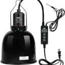 LUCKY HERP Reptile Light Fixture with Dimming Thermostat & Timer, Aluminum 5.5inch Deep Dome Reptile Lamp Fixture, Heat Lamp Fixture for UVB Bulb Basking Heat Bulb, Max 100W