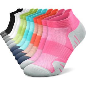 PAPLUS 6 Pairs Ankle Compression Socks for Women, Cushioned Running Socks with Arch Support, Low Cut, Targeted Compression (M)