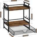 Coffee Bar Organizer, 3 Tier Coffee Station Organizer for Countertop, Mug Cup Holder Stand with 12 Hooks, with K Cup Storage Drawer, Tea Organizers Accessories for Home Office