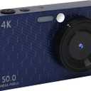Digital Camera for Photography Autofocus, 4K 50MP Point and Shoot Cameras with 32GB SD Card, Portable Travel Camera for Beginner, Small Compact Digital Camera for Boys Teens, Metal Shell, Dark Blue