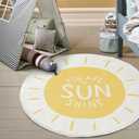 Poowe Sunshine Soft Plush Round Rug for Kids Room - 3.3 ft Alphabet Non Slip Nursery Bedroom Playroom Washable Classroom ABC Circle Rug for Kids Baby Toddlers Round 39.4", Sunshine
