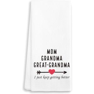 4 x Great-Grandma Dish Towels, Decorative Kitchen Towels 16"x24"  Bathroom Hand Towel, Tea Towel, Great Grandma Gifts for Mother's Day, Birthday, Christmas, etc.(028)