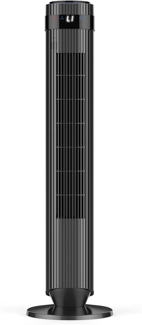 OLIXIS Tower Fan for Bedroom, Floor Standing Fan with Remote, 12H Timer, 5 Speeds, 4 Modes, LED Display, Portable Bladeless Oscillating Cooling Fan for Indoor, Home, Office