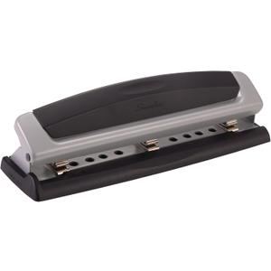 Swingline 3 Hole Punch, 10 Sheet Capacity Three Hole Puncher 3 Ring, Adjustable 2-3 Hole Paper Punch, Precision Pro, Black & Silver (74037)