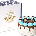 Thoughtfully Pets, Blue Dog Happy Birthday Mini Cookie Cake, Blue, Peanut Butter Flavored, Hand Decorated Hollow Biscuit Cake for All Dog Breeds