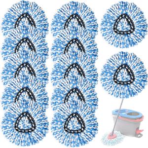 12 Packs Spin Mop Replacement Head, Only Fit for RinseClean 2-Tank System, Microfiber Spin Mop Refill Head Replacement Easy Wring Mop,Spinning Mop Replace Head for Floor Cleaning (12Pack)
