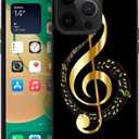 ZHEGAILIAN Compatible with iPhone 15 Pro Case,Pattern Design Hard PC Back Cover Non-Slip Soft TPU Protective Case for iPhone 15 Pro for Women 6.1inch-Music Notation