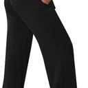 Maternity Pants Wide Leg Pregnancy Pants for Work Sweatpants Loose Maternity Loungepants Pajamawear with Adjustable Belt(Black,Large) (Black, L)