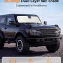 Cooling Car Windshield Sun Shade for Ford Bronco 2021-2026, Green and Beige | 99% UV Protection and Heat Insulation, Storage Bag Included, for Cars SUVs Trucks and Vans, Helps Limit Direct Sun Exposure
