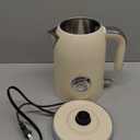 SUSTEAS Electric Kettle - 57oz Hot Tea Kettle Water Boiler with Thermometer, 1500W Fast Heating Stainless Steel Tea Pot, Cordless with LED Indicator, Auto Shut-Off & Boil Dry Protection, Beige